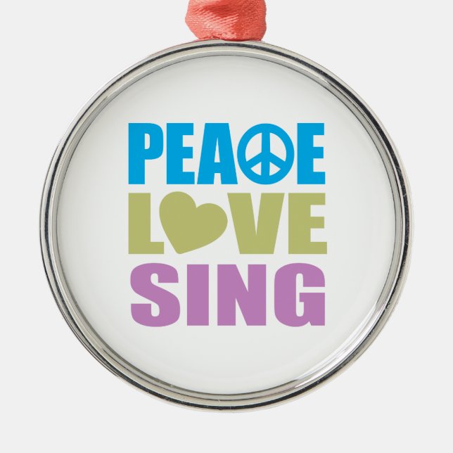 Peace Love Sing Metal Tree Decoration (Front)