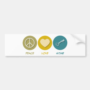 Peace Love Sitar Bumper Sticker