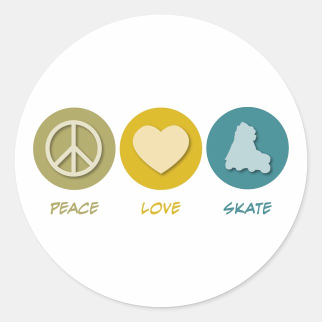 Peace Love Skate Classic Round Sticker (Front)