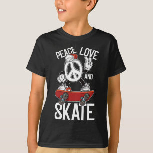 Peace Love Skate Funny Skater Skateboard And Skate T-Shirt