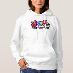Peace Love Skate - Tie Dye Roller Skater Heart Ska Hoodie