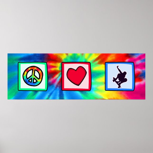 Peace, Love, Skateboarding Poster (Front)