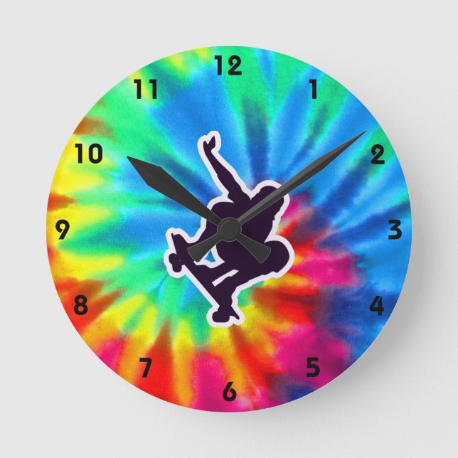 Peace, Love, Skateboarding Round Clock (Front)