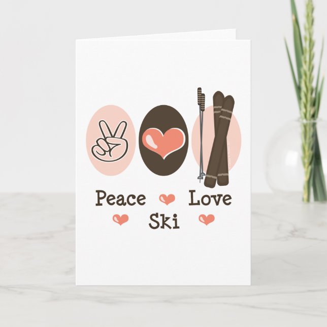 Peace Love Ski Greeting Card (Front)