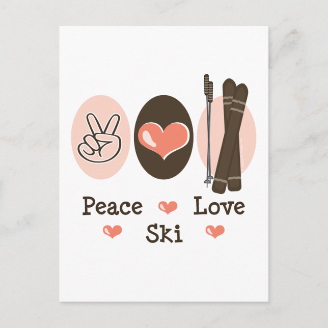Peace Love Ski Postcard (Front)