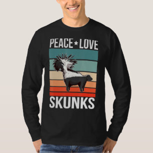 Peace Love Skunks Quote Retro Art Animal Vintage T-Shirt