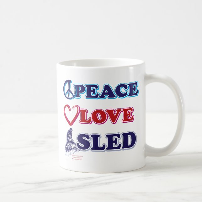 Peace-Love-Sled-on-Dark Coffee Mug (Right)