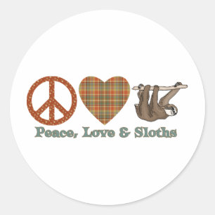 Peace, Love & Sloths Classic Round Sticker