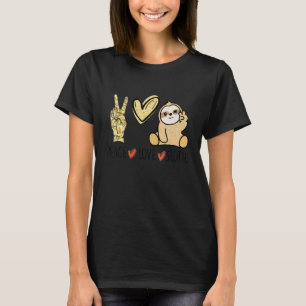 Peace Love Sloths Hand Sign Heart Funny Sloth Hand T-Shirt