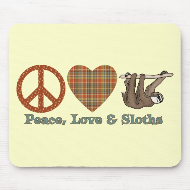 Peace, Love & Sloths Mouse Mat (Front)