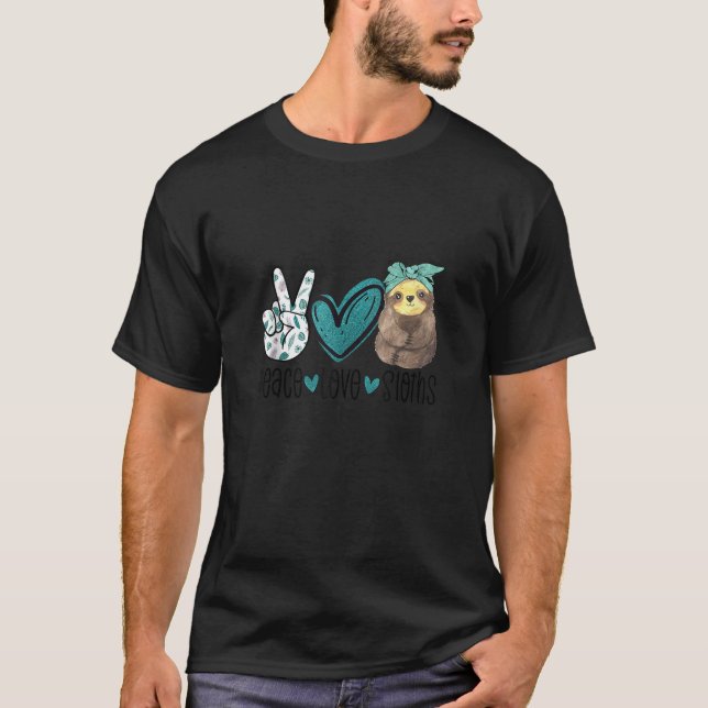 Peace Love Sloths Tropical Bandanna Sloth Lover Gi T-Shirt (Front)