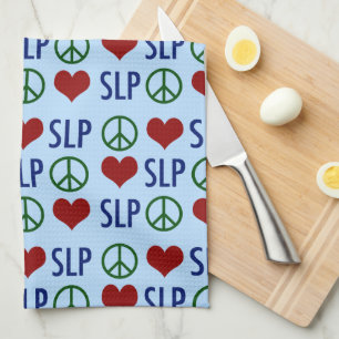 Peace Love SLP Speech Language Pathology Tea Towel