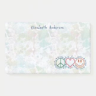 Peace Love Smile Personalize | Large Post-it Notes