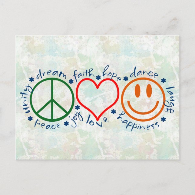 Peace Love Smile Postcard (Front)