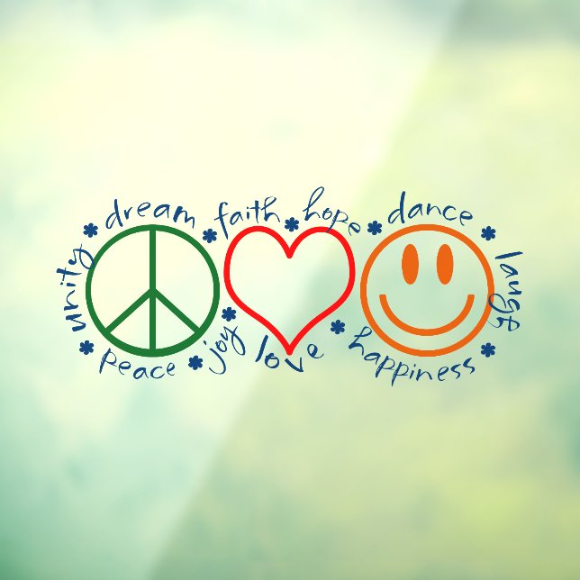 Peace Love Smile Window Cling (Sheet 3)