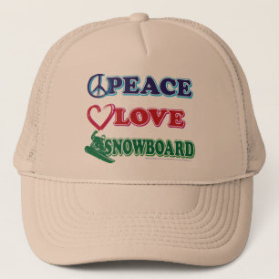 Peace-Love-Snow-Board Trucker Hat
