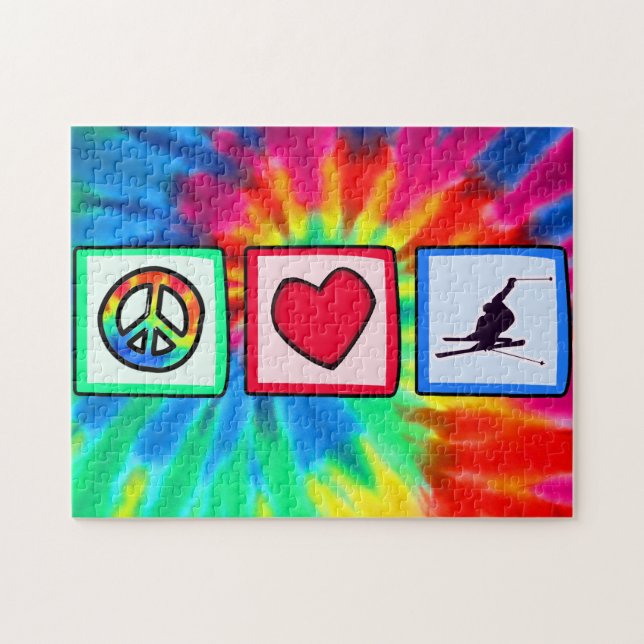 Peace, Love, Snow Skiing Jigsaw Puzzle (Horizontal)