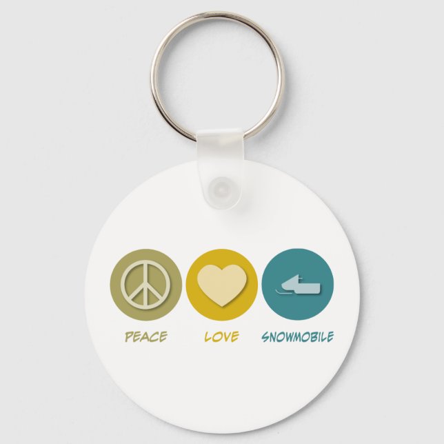 Peace Love Snowmobile Key Ring (Front)