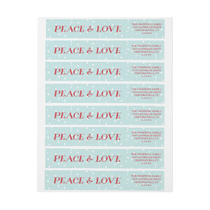 Peace & Love Snowy Day Holiday Wrap Around Label