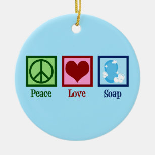 Peace Love Soap Ceramic Tree Decoration