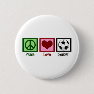 Peace Love Soccer 6 Cm Round Badge