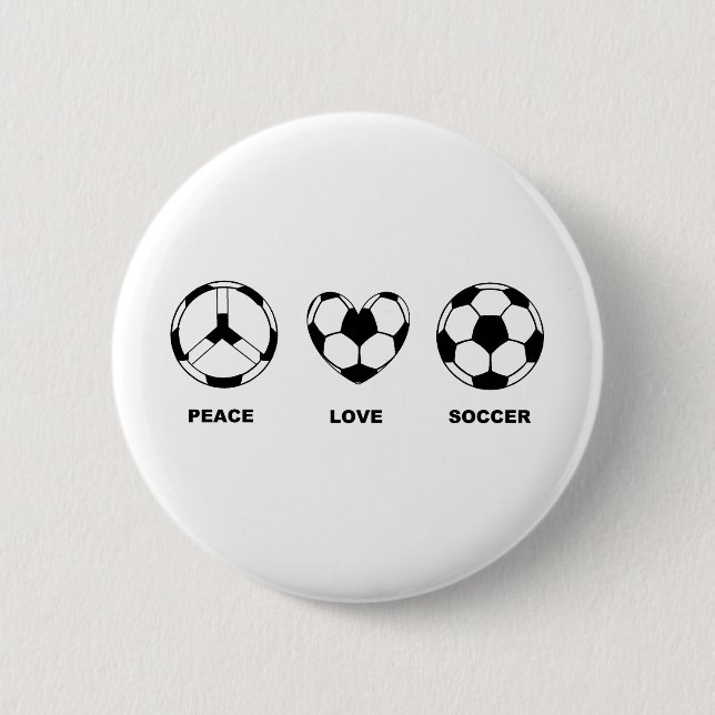 Peace Love Soccer 6 Cm Round Badge (Front)