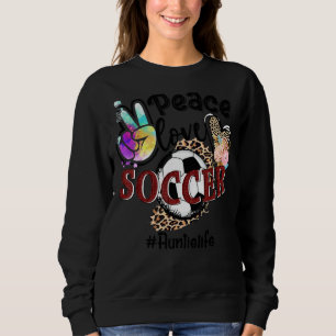 Peace Love Soccer Auntie Life Mum Grandma Leopard Sweatshirt