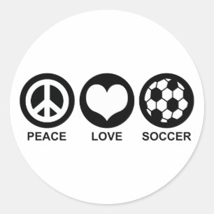 Peace Love Soccer Classic Round Sticker