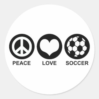 Peace Love Soccer Classic Round Sticker