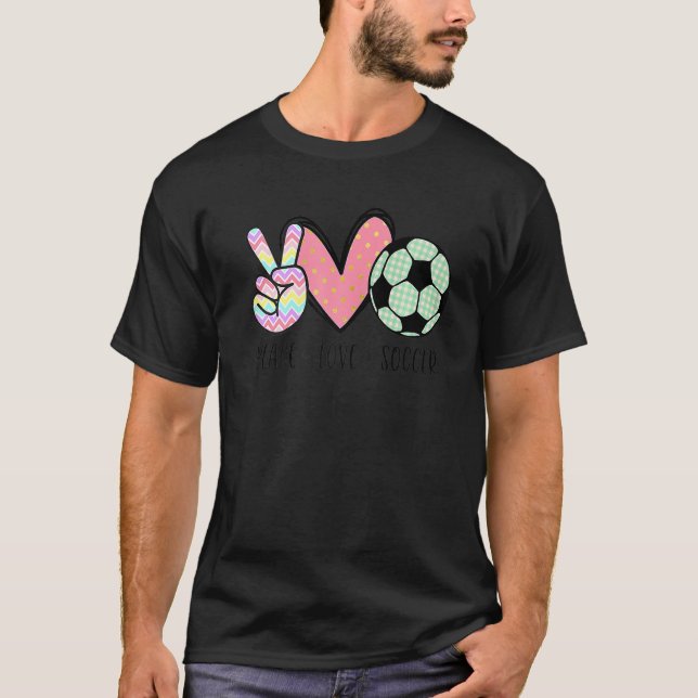 Peace Love Soccer Cute for Women Teen Girls Toddle T-Shirt (Front)