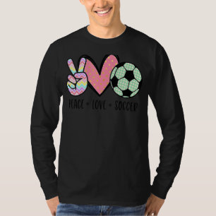 Peace Love Soccer Cute For Women Teen Girls Toddle T-Shirt