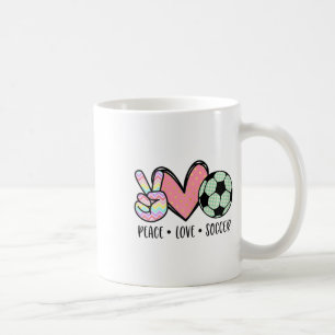 Peace Love Soccer Cute Pastel For Women Teen Girls Coffee Mug