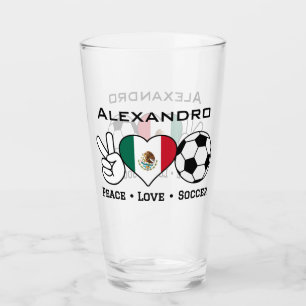 Peace Love Soccer Glass With Name