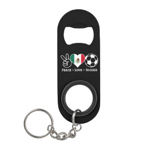 Peace Love Soccer Keychain Bottle Opener