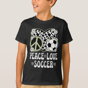 Peace Love Soccer Lover Cow Print Women Girls Cute T-Shirt