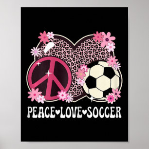 Peace Love Soccer Lover Leopard Print Women Girl C