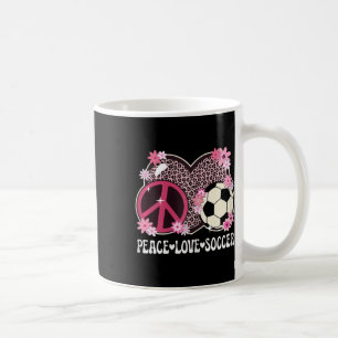Peace Love Soccer Lover Leopard Print Women Girl C Coffee Mug