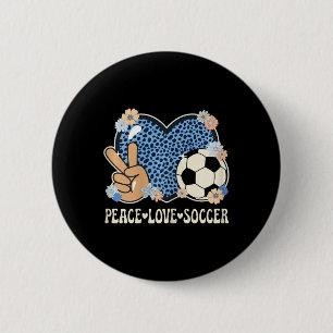 Peace Love Soccer Lover Outfit Cheetah Print Women 6 Cm Round Badge