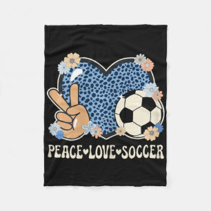 Peace Love Soccer Lover Outfit Cheetah Print Women Fleece Blanket