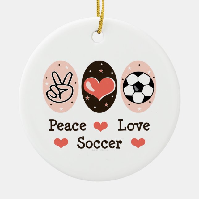 Peace Love Soccer Ornament (Front)