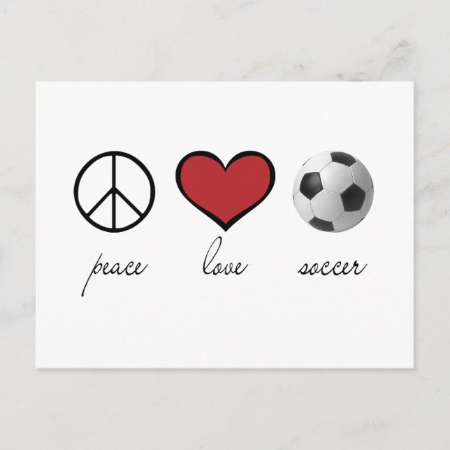 Peace, Love, Soccer Postcard (Front)