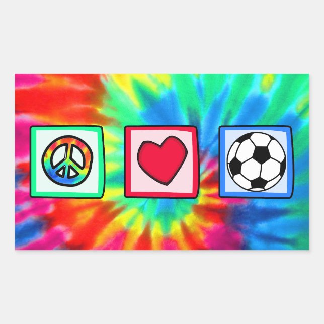 Peace, Love, Soccer Rectangular Sticker (Front)