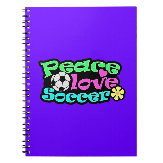 Peace, Love, Soccer; Retro Notebook (Front)