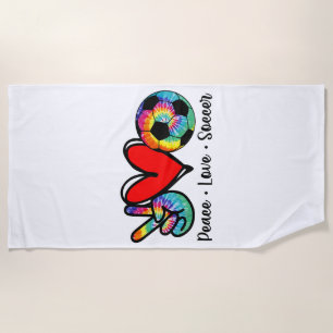 Peace Love Soccer Tie Dye Design Women Teen Girls  Beach Towel