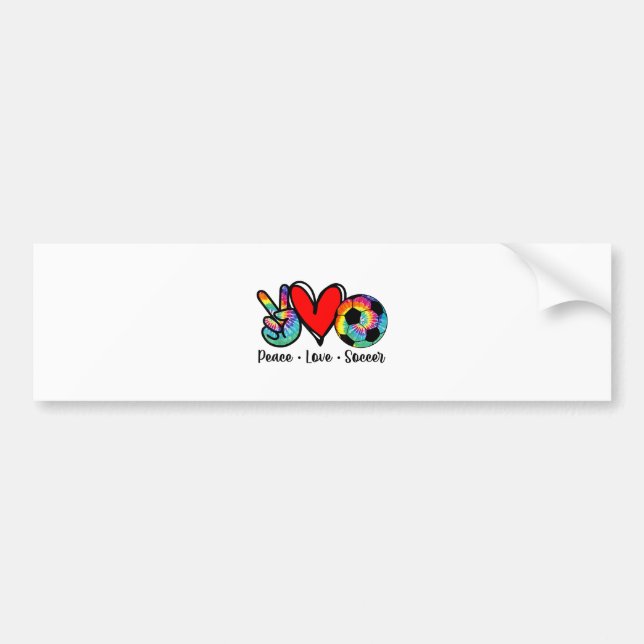 Peace Love Soccer Tie Dye Design Women Teen Girls  Bumper Sticker (Front)