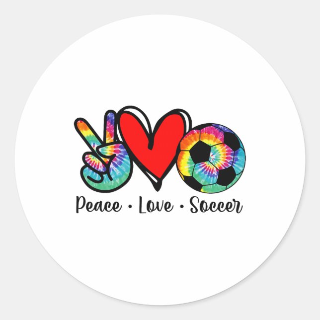Peace Love Soccer Tie Dye Design Women Teen Girls  Classic Round Sticker (Front)