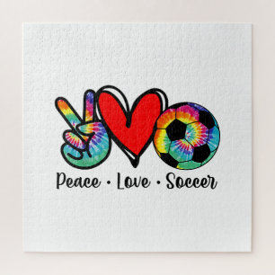 Peace Love Soccer Tie Dye Design Women Teen Girls Jigsaw Puzzle