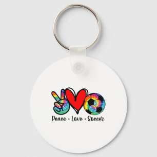Peace Love Soccer Tie Dye Design Women Teen Girls  Key Ring