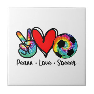 Peace Love Soccer Tie Dye Design Women Teen Girls Tile