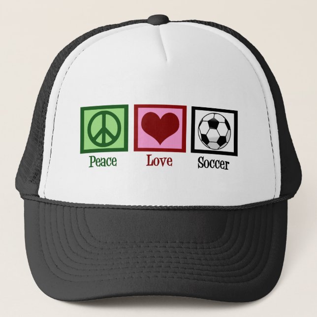 Peace Love Soccer Trucker Hat (Front)